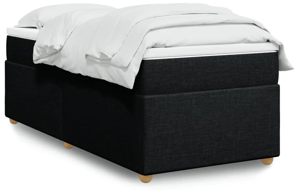 vidaXL Κρεβάτι Boxspring με Στρώμα Μαύρο 100 x 200 εκ. Υφασμάτινο