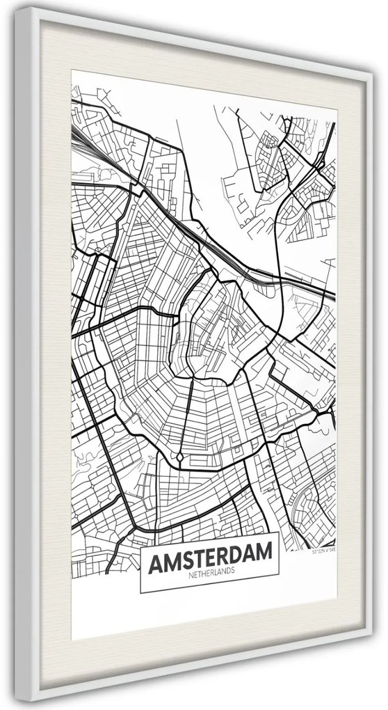 Αφίσα - City map: Amsterdam - 20x30 - Χρυσό - Χωρίς πασπαρτού