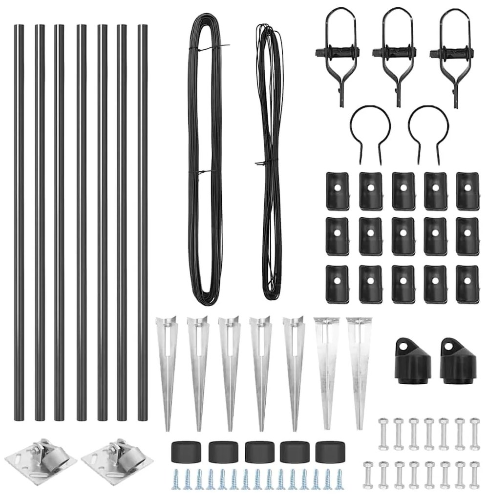vidaXL Πό posts φράχτη 7 pcs Γκρι Ø32mm 120 εκ Γαλβανισμένος χάλυβας