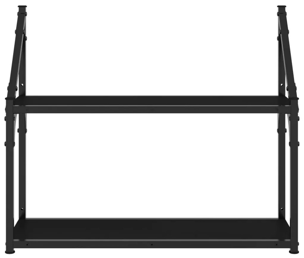 Ραφιέρα Τοίχου με 2 Ράφια Μαύρη 60x21x51 εκ Επεξεργ. Ξύλο - Μαύρο