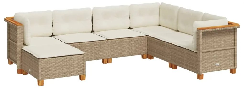 vidaXL Σαλόνι Κήπου Σετ 7 τεμ. Μπεζ Συνθετικό Ρατάν με Μαξιλάρια