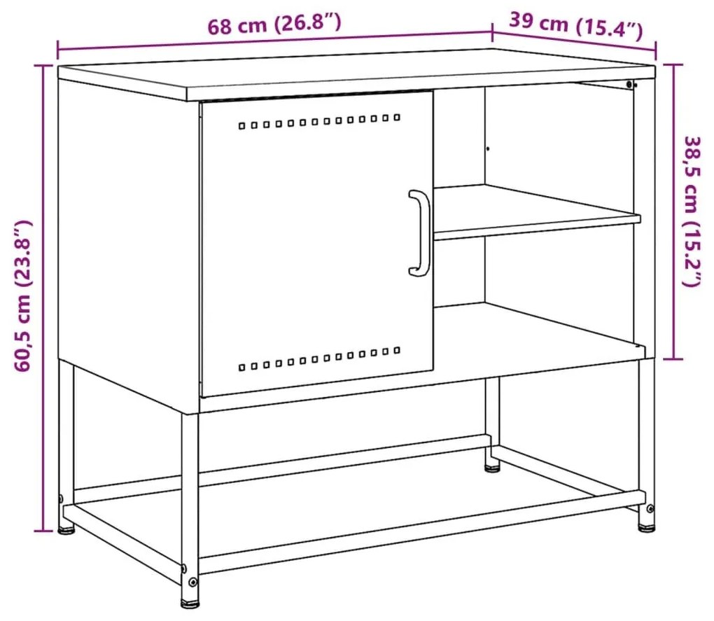 Έπιπλο Τηλεόρασης Πράσινο Λαδί 100,5x39x60,5 εκ. από Ατσάλι - Πράσινο