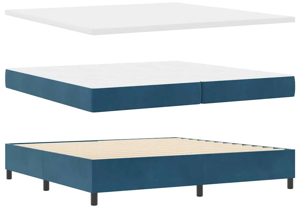 vidaXL Κρεβάτι με ελατήρια με κεφαλάρι Μπλε 200 x 200 cm Βελούδο