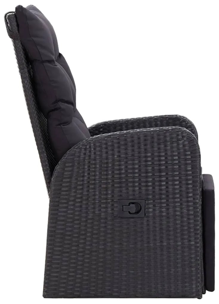 vidaXL Καρέκλες Κήπου Ανακλιν. 2 τεμ. Μαύρο Συνθ. Ρατάν με Μαξιλάρια