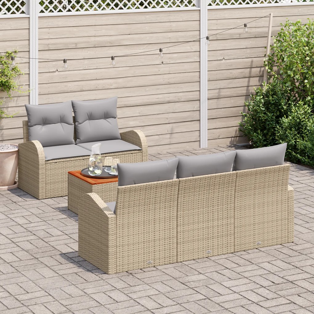 vidaXL Σαλονάκι Κήπου 6 pcs Beige, ανοιχτό γκρι Μεσαίο