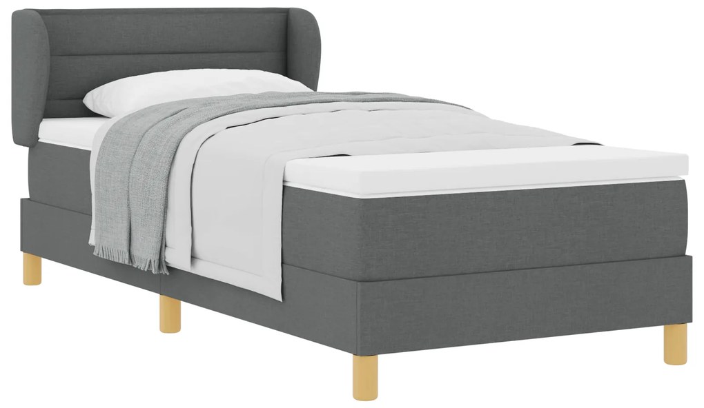 vidaXL Κρεβάτι Box Spring vitaXL με Στρώμα Σκούρο Γκρι 90x200 εκ Fabric