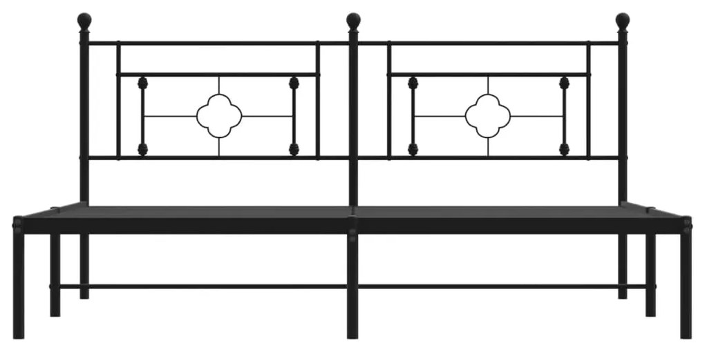 vidaXL Πλαίσιο Κρεβατιού με Κεφαλάρι Μαύρο 180 x 200 εκ. Μεταλλικό
