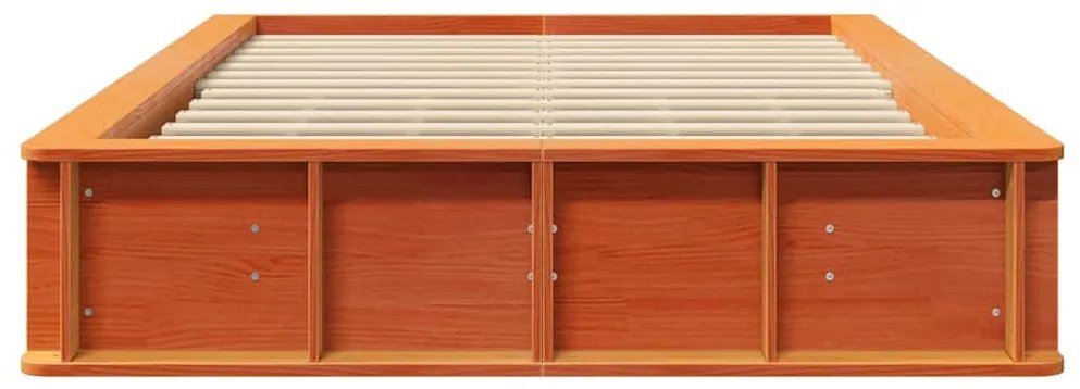 vidaXL Σκελετός Κρεβατιού Καφέ κεριού 140 x 200 cm Μασίφ ξύλο