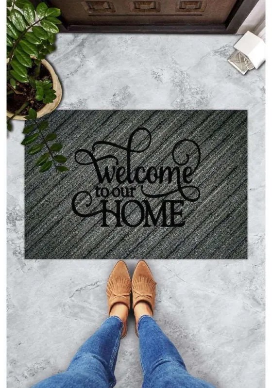 Χαλάκι πόρτας εισόδου Chilai Home 877CHL1163, 45x70 cm, PVC, Γκρι / Μαύρο