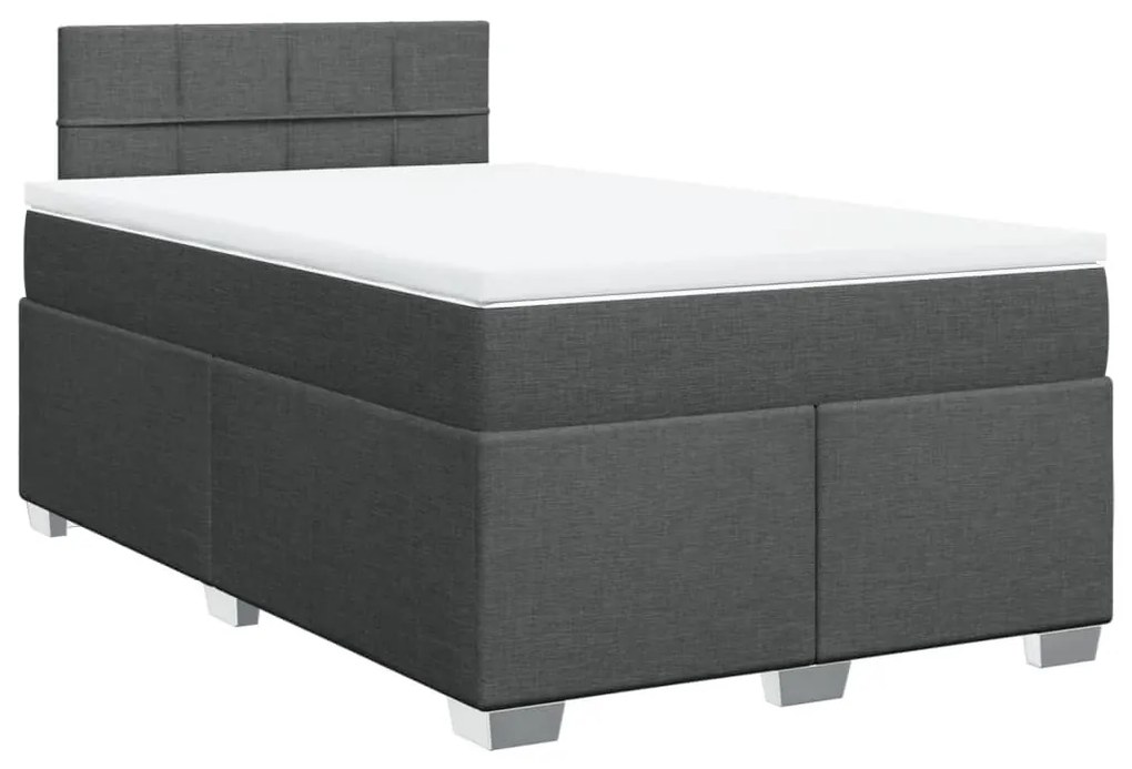 vidaXL Κρεβάτι Boxspring με Στρώμα Σκούρο Γκρι 120x190 εκ Υφασμάτινο