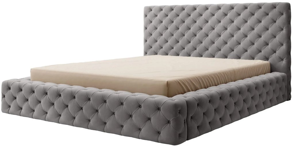 Επενδυμένο κρεβάτι Princce-Gkri Skouro-160 x 200 - 201.00Χ232.00Χ117.00cm