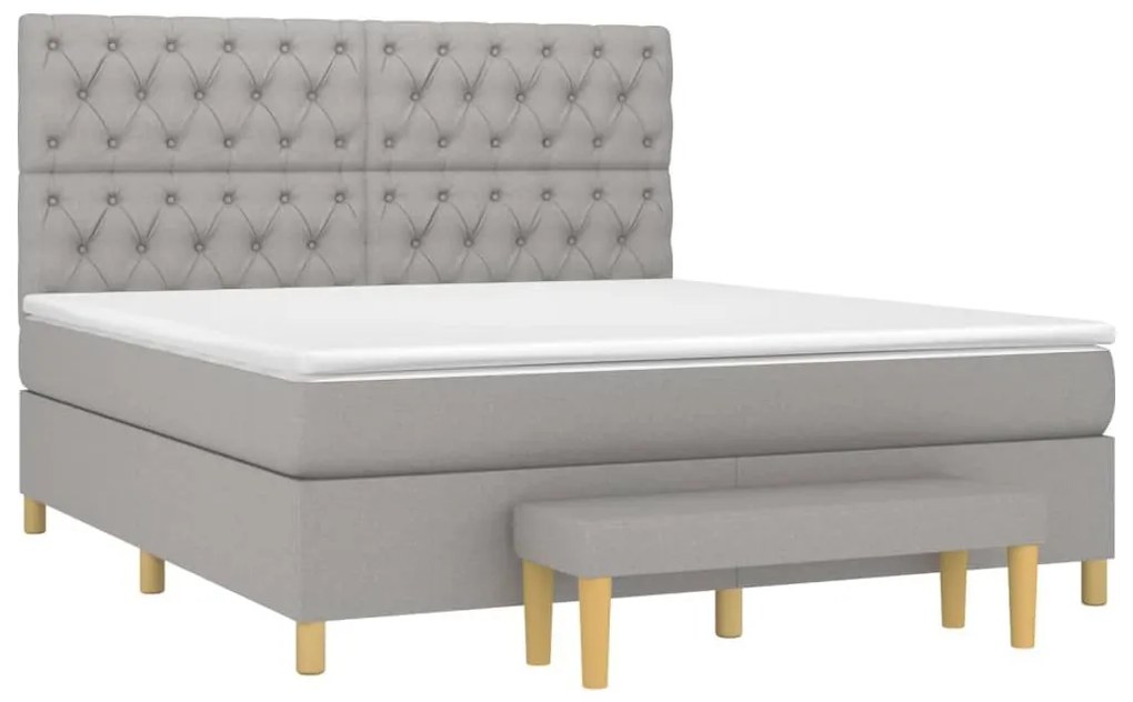 Κρεβάτι Boxspring με Στρώμα Αν. Πράσινο 160x200εκ Υφασμάτινο - Γκρι