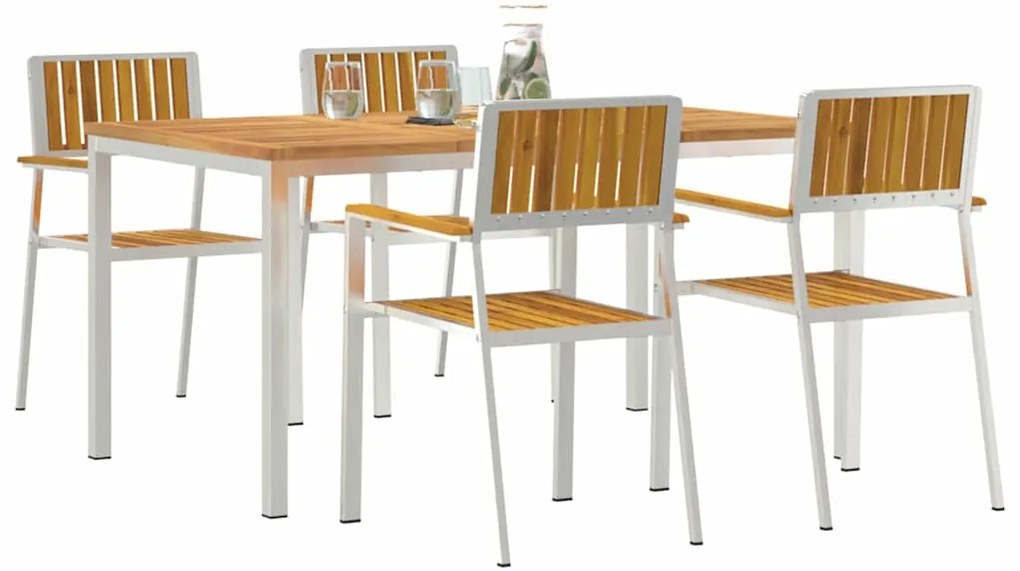 vidaXL Σέτ φαγητού για κήπο 5 pcs Καφέ Μασίφ ξύλο ακακίας