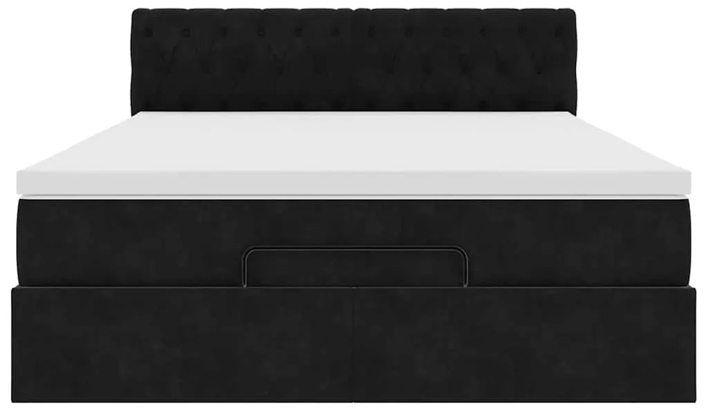 vidaXL Οθωμανικό κρεβάτι με στρώμα Μαύρο 140x190cm Βελούδο