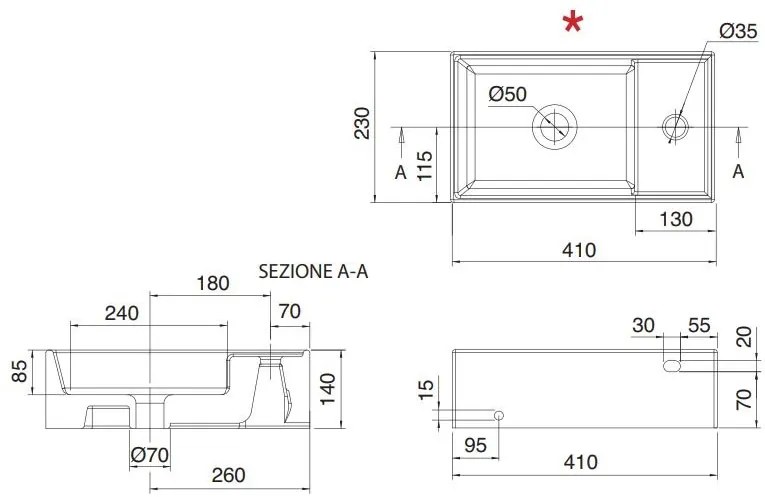 Νιπτήρας Scarabeo Teorema 41R