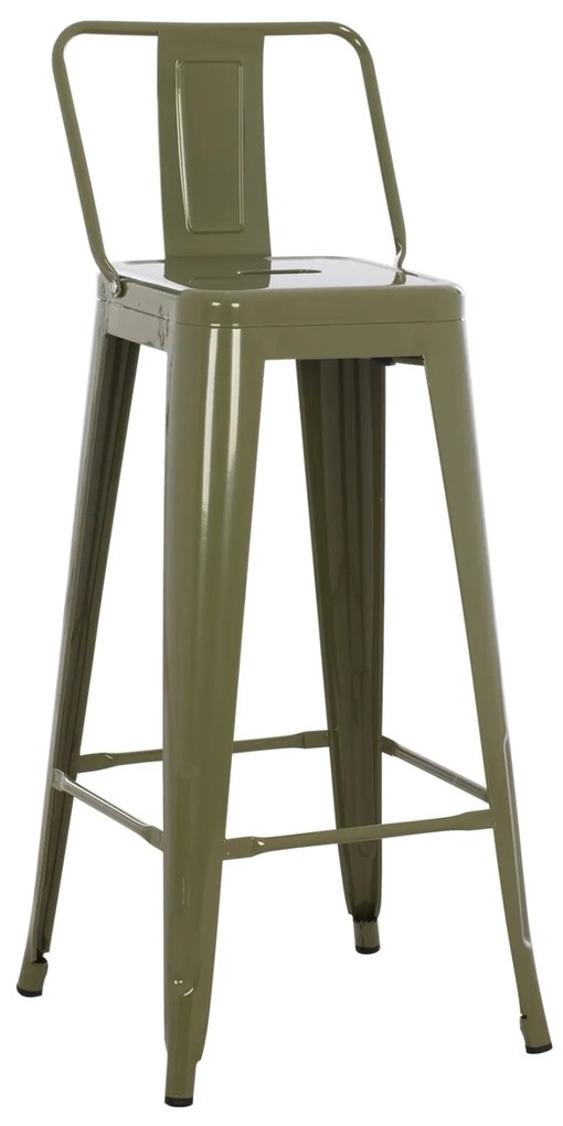 Σκαμπό bar με πλάτη μεταλλικό Melita-Pro dark olive green 42x42x100Υ εκ.