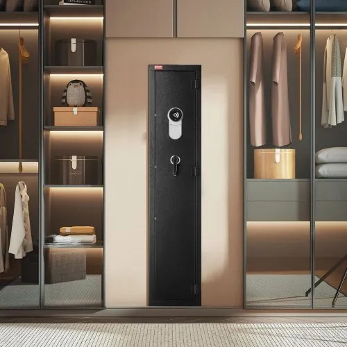 VEVOR Gun Safe, Heavy Duty Cold-Rolled Steel Fireproof Rifle Cabinet with Fingerprint, Digital Keypad &amp; Key, Large Long Gun Cabinet with Magazine and LED, Adjustable Racks for Rifles, Pistols, Shotgun