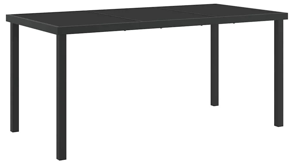 vidaXL Σέτ φαγητού για κήπο 7 pcs Μαύρο Χάλυβας με επίστρωση πούδρας