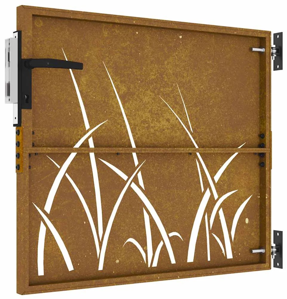 vidaXL Πόρτα Κήπου με Σχέδιο Χόρτου από Ατσάλι Corten 85x100 εκ.