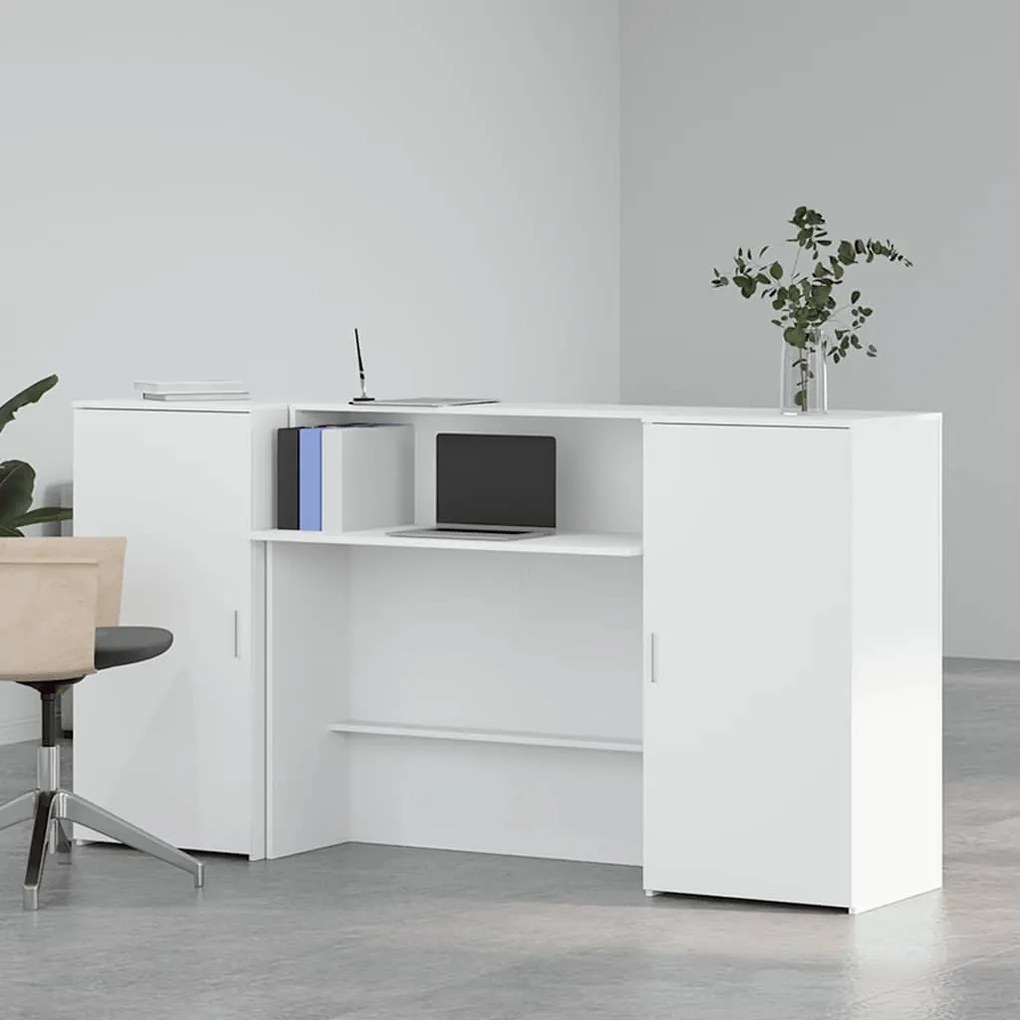 vidaXL Γραφείο υποδοχής Λευκό 200x50x103,5 εκ. Επεξεργασμένο Ξύλο