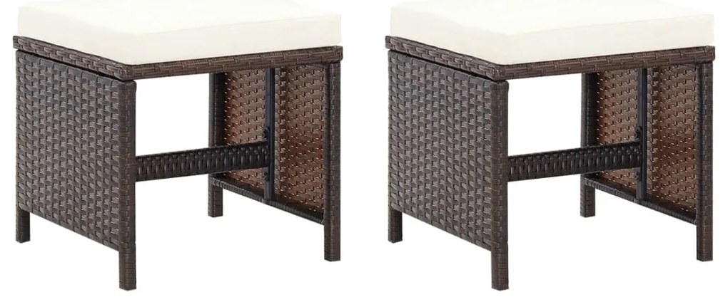 vidaXL Καρέκλα και Σκαμπό Κήπου Σετ 4 Τεμαχίων Καφέ Συνθετικό Ρατάν