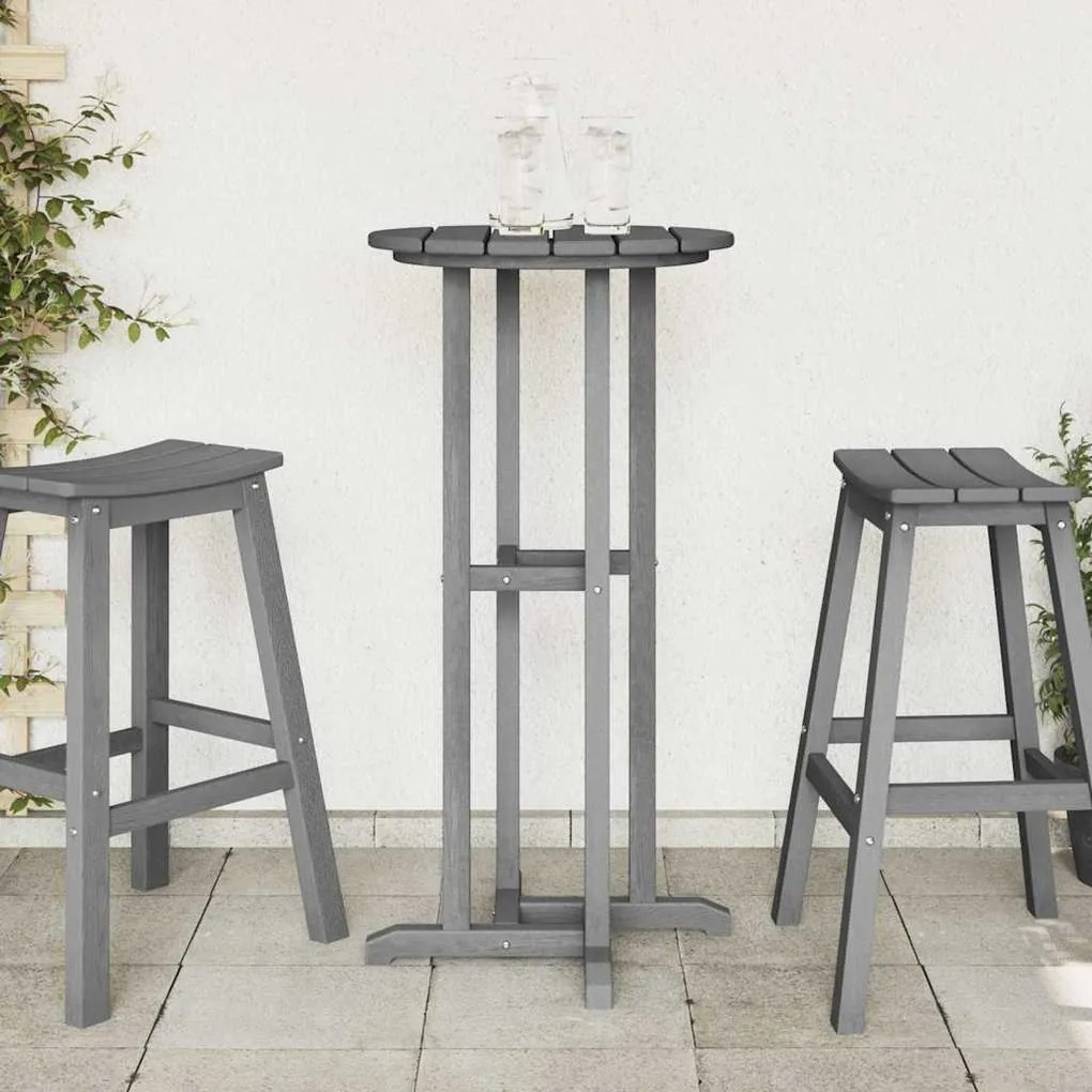 vidaXL Μπαρ Τραπέζι Ανοιχτό Γκρι 55x55x107 εκ HDPE