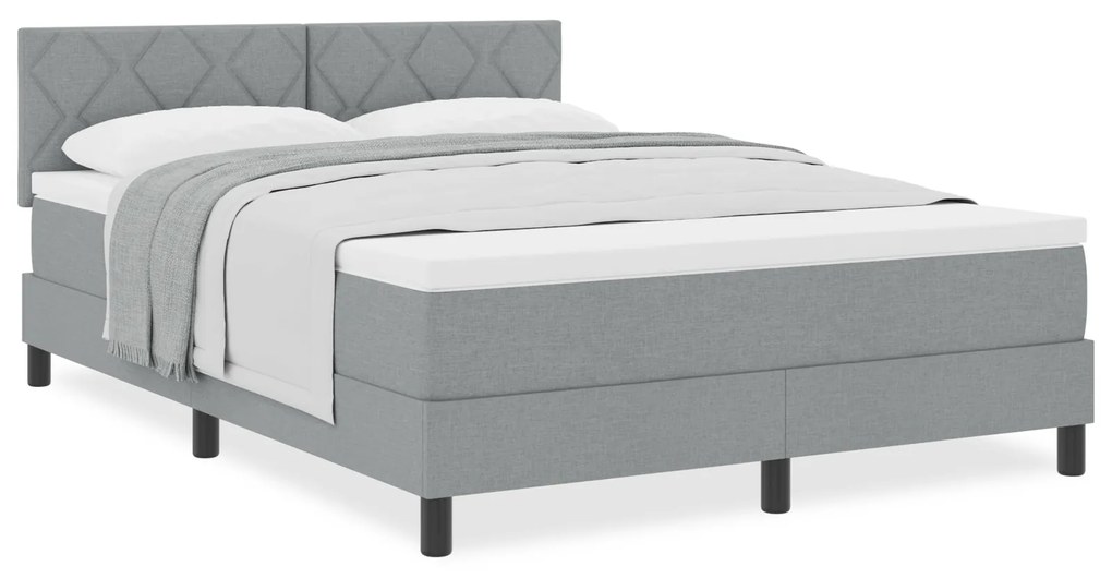 vidaXL Κρεβάτι Box Spring με Στρώμα Ανοιχτό Γκρι 140x200 εκ Ύφασμα