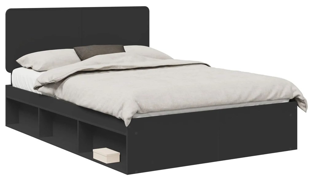 vidaXL Σκελετός Κρεβατιού Μαύρο 160 x 200 cm Στερεά ξυλεία πεύκου