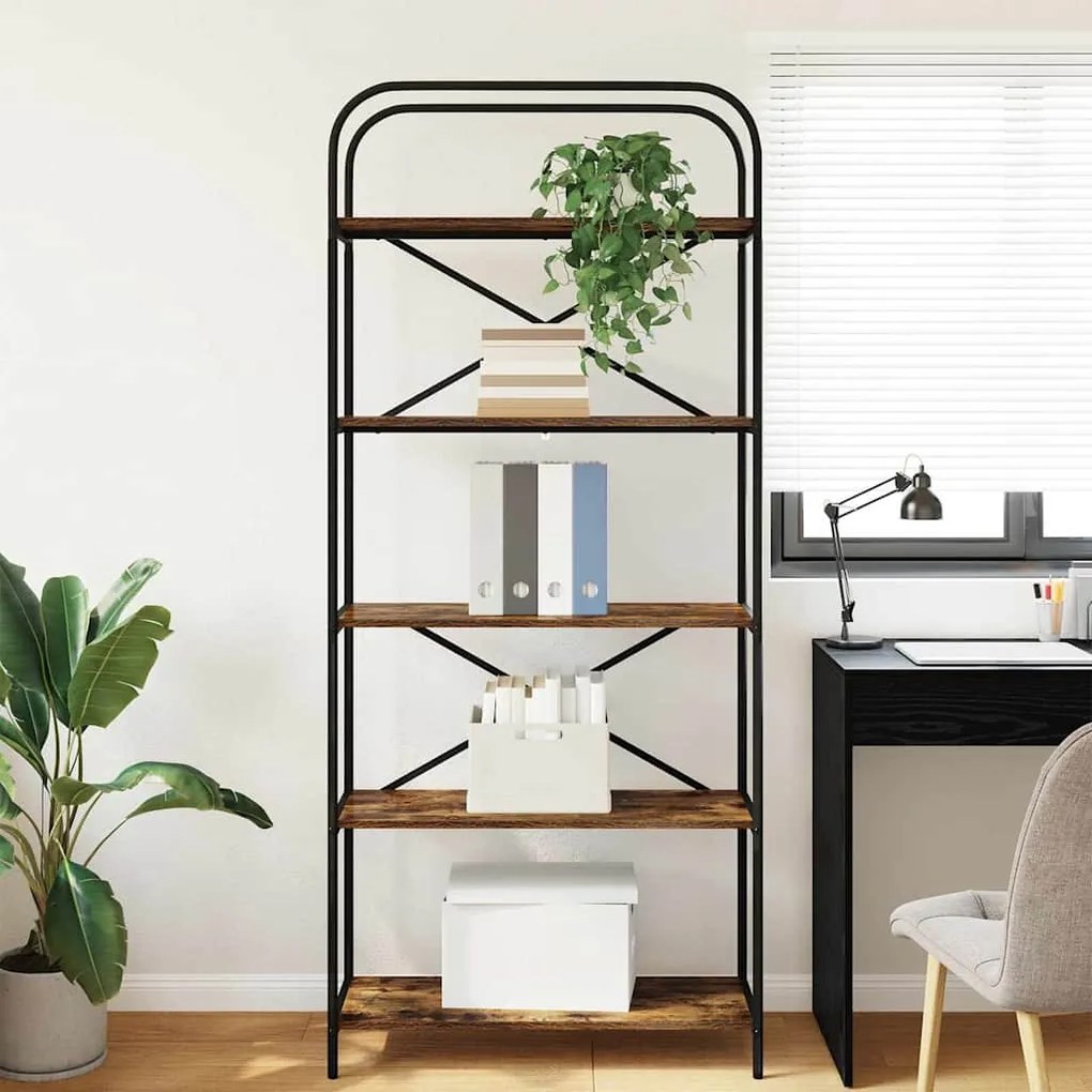 vidaXL Ράφι Βιβλίων Καπνιστή δρυς 80 x 30 x 183 εκ Επεξεργασμένο ξύλο