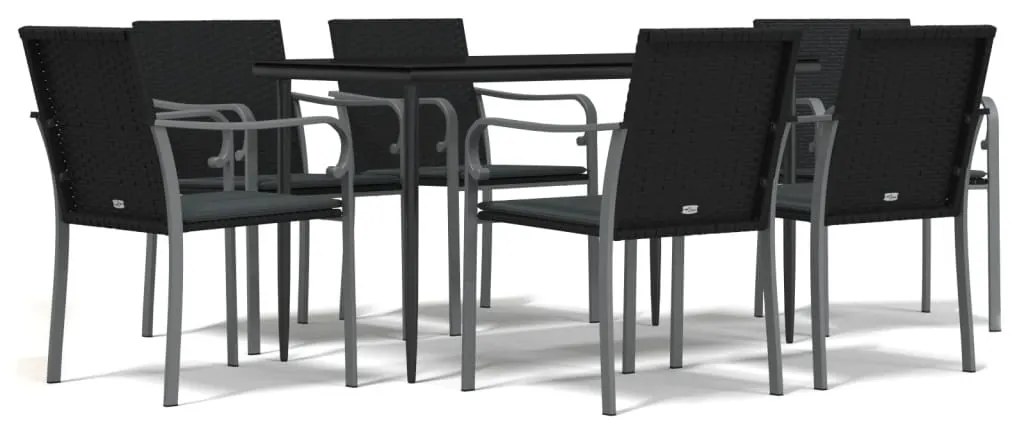 vidaXL Σετ Τραπεζαρίας Κήπου 7 τεμ. Συνθ. Ρατάν / Ατσάλι με Μαξιλάρια