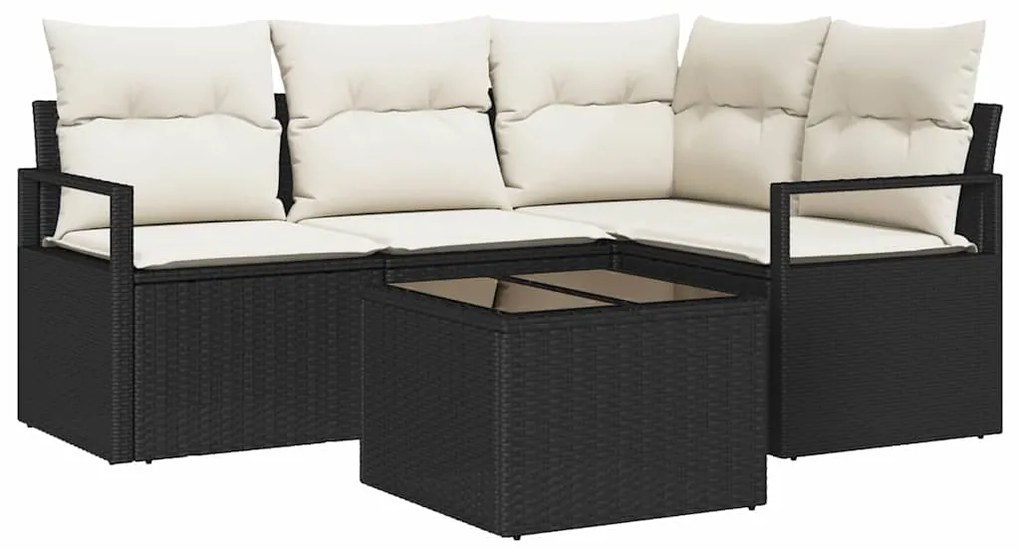 vidaXL Σετ Καναπέ Κήπου 5 pcs Μαύρο Πολυ ράταν