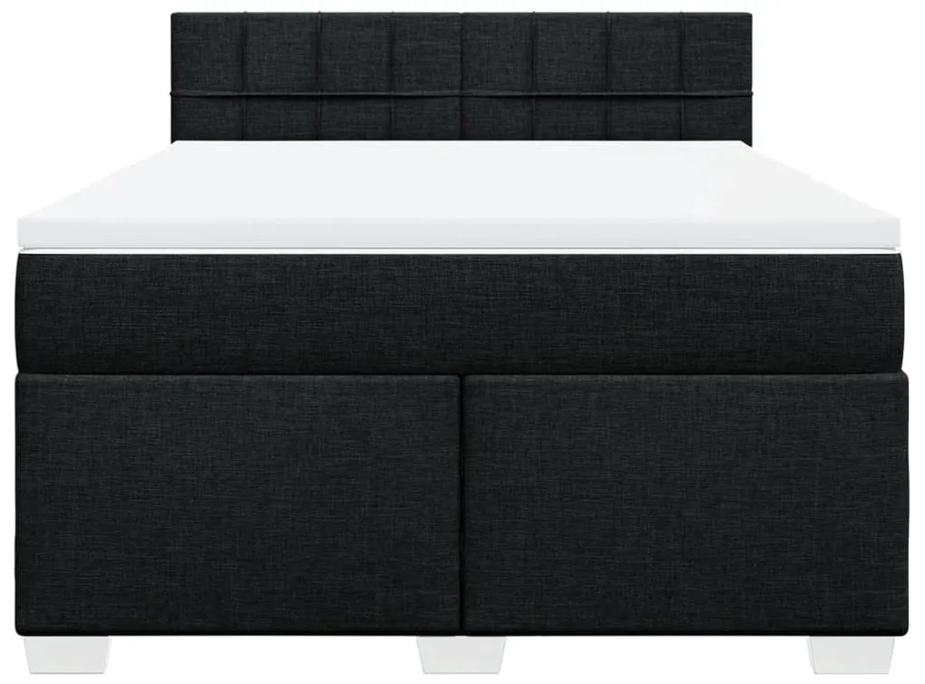 vidaXL Κρεβάτι Boxspring με Στρώμα Μαύρο 160x200 εκ. Υφασμάτινο