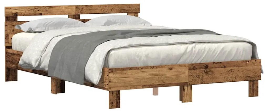 vidaXL Σκελετός Κρεβατιού Παλαιό ξύλο 140 x 190 cm Επεξεργασμένο ξύλο