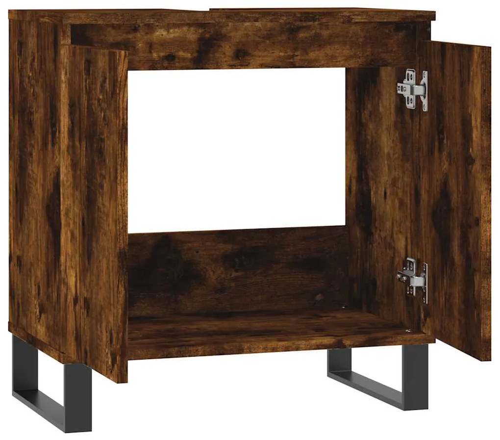 vidaXL Ντουλάπι Μπάνιου Καπνιστή Δρυς 58 x 33 x 60 εκ. Επεξεργ. Ξύλο