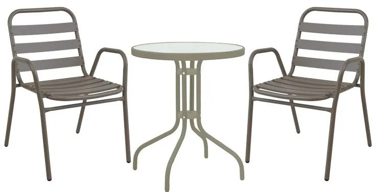 Σετ κήπου - Τραπεζαρία Watson - Sussie 3 τεμ. μέταλλο - γυαλί σαμπανιζέ Φ60x70 εκ. 60x60x70 εκ.