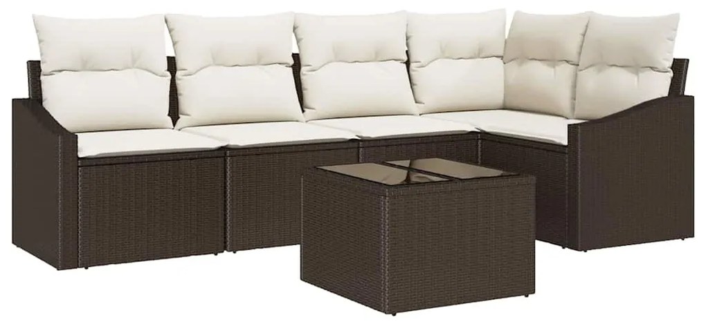 vidaXL Σετ Καναπέ Κήπου 6 pcs Καφέ Πολυ ράταν