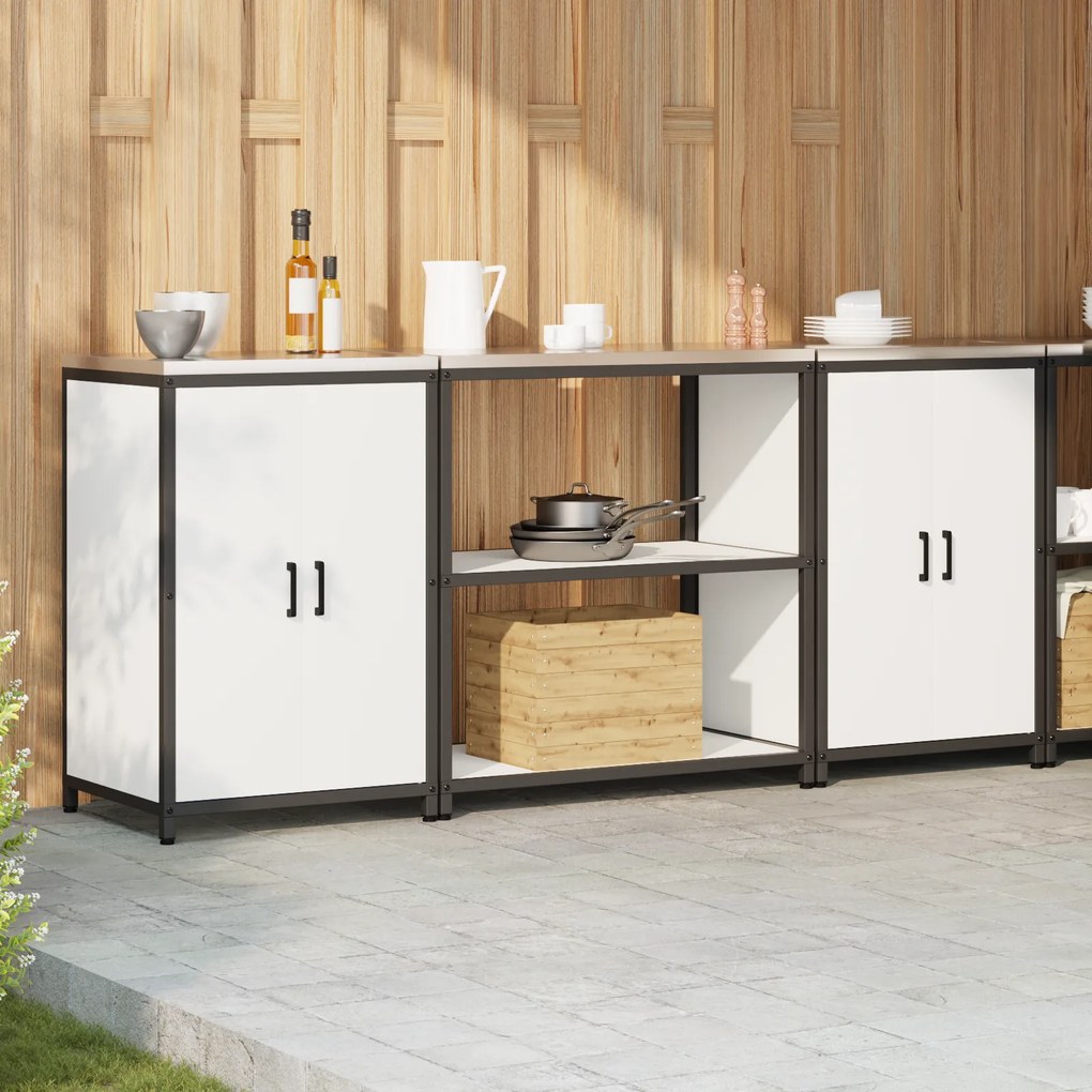 vidaXL Σετ Αποθήκευσης Κουζίνας με ράφι 3 pcs Λευκό 210 x 50 x 92 εκ
