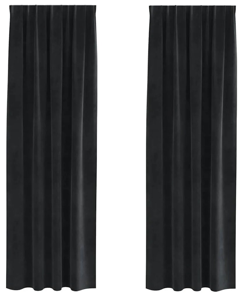 vidaXL Κουρτίνες με κουρτίνες 2 pcs Μαύρο 140 x 225 cm Βελούδο