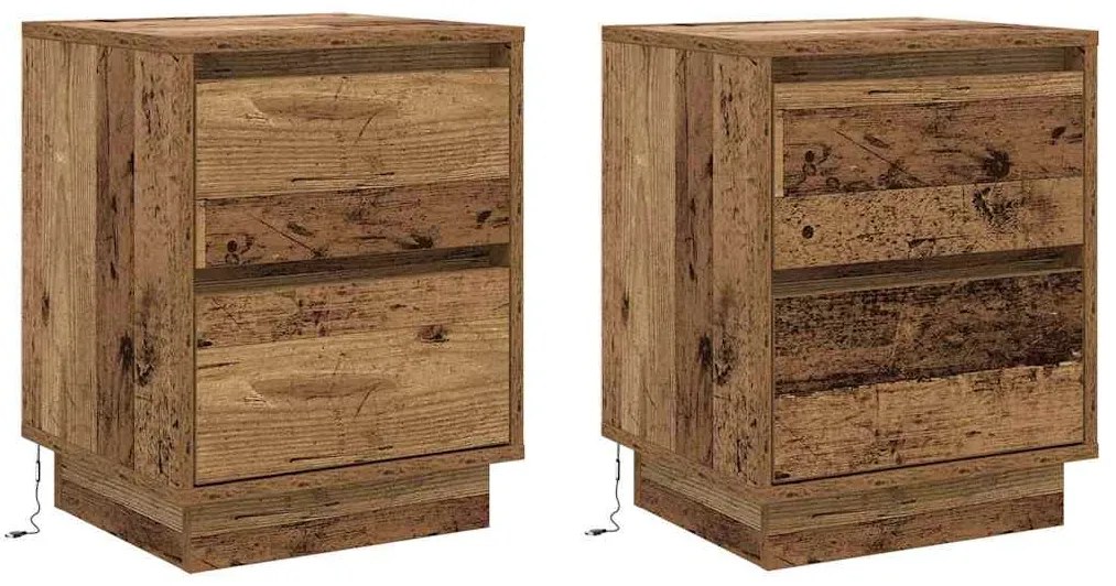 vidaXL Κομοδίνο 2 pcs Παλιό Ξύλο 39 x 34.5 x 50 εκ. Επεξεργασμένο ξύλο