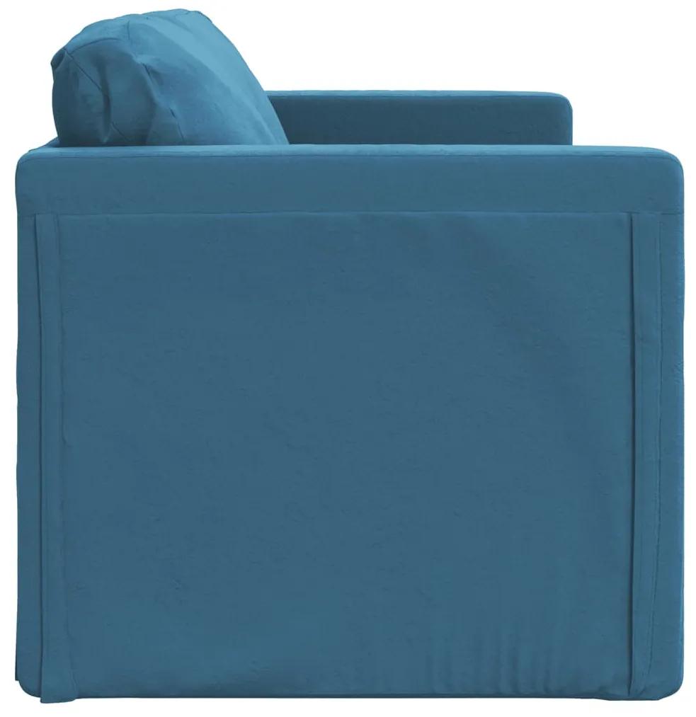 vidaXL Καναπές-Κρεβάτι Δαπέδου 2 σε 1 Μπλε 122x204x55 εκ. Βελούδινος