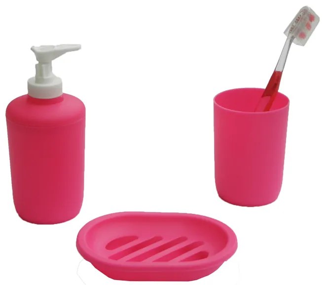 Αξεσουάρ Μπάνιου (Σετ 3τμχ) Viopros Bath Accessories Φούξια