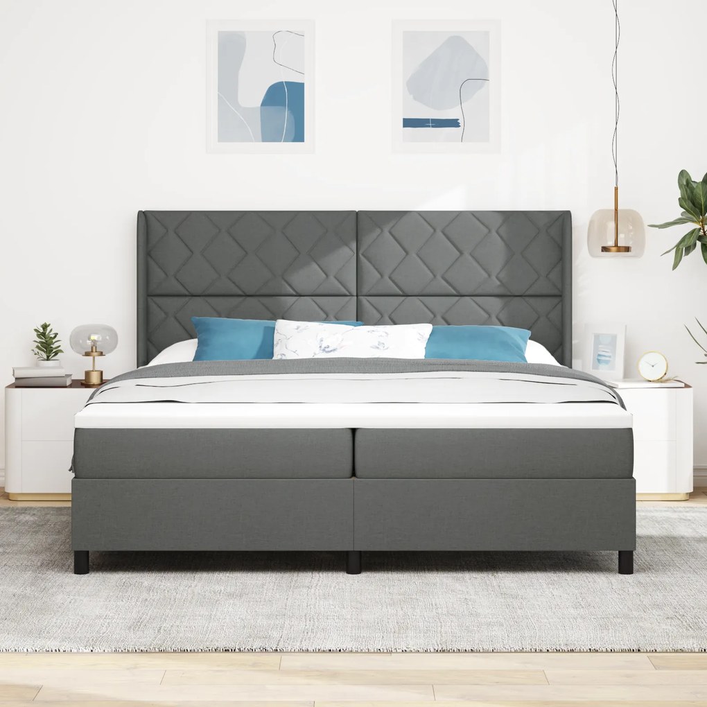 vidaXL Κρεβάτι box spring με στρώμα Σκοτεινό Γκρι 200x200 εκ. Υφασμα