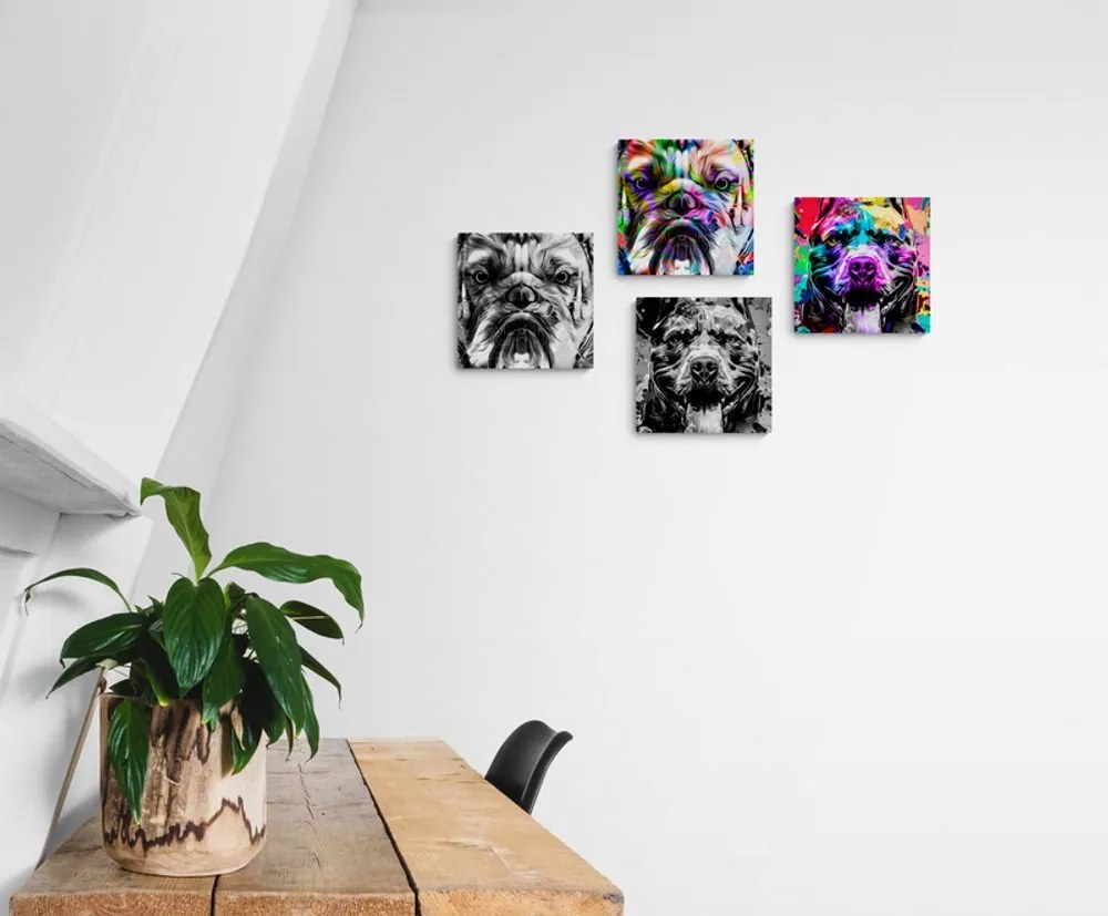 Σετ εικόνων σκύλων σε σχέδιο ποπ αρτ - 4x 60x60