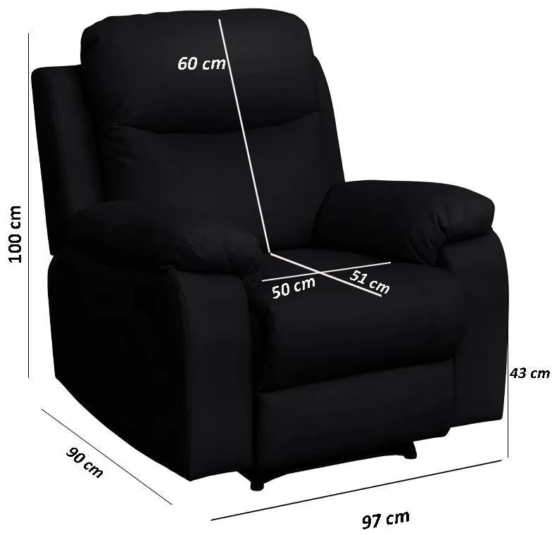 Πολυθρόνα Relax Chicago 1114 Fylliana Μαύρο Τεχνόδερμα 97x90x100 εκ. 97x90x100 εκ.