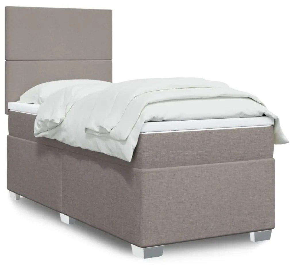 vidaXL Κρεβάτι Boxspring με Στρώμα Taupe 100 x 200 εκ. Υφασμάτινο