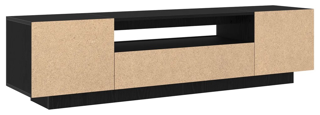 vidaXL Κάδος τηλεόρασης με LED φώτα, Μαύρο Δρυς, 160x35x40 εκ., από επεξεργασμένο ξύλο