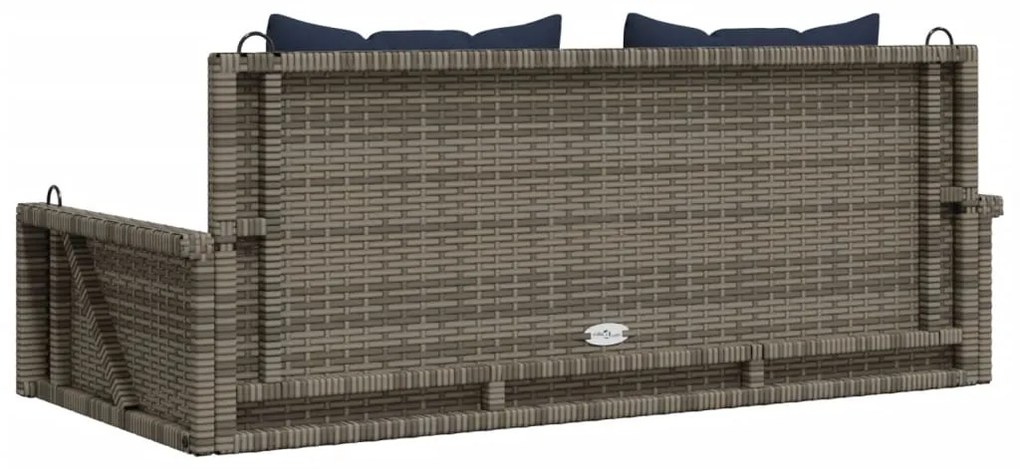 vidaXL Παγκάκι Κούνιας με Μαξιλάρια Γκρι 119 x 56 x 48 εκ. από Συνθετικό Ρατάν