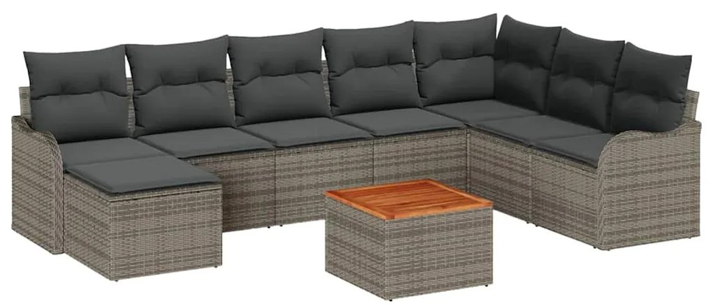 vidaXL Σετ Καναπέ Κήπου 9 pcs Γκρι
