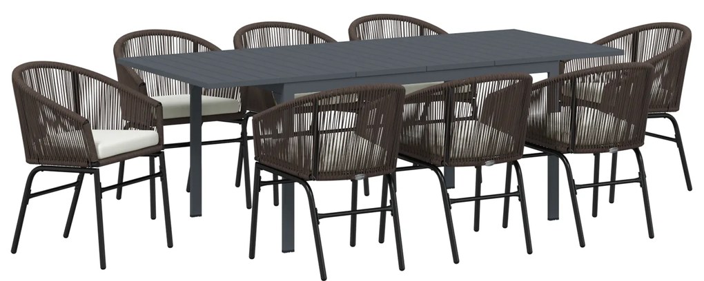 vidaXL Σετ Τραπεζαρίας Κήπου 9 pcs Καφέ Large