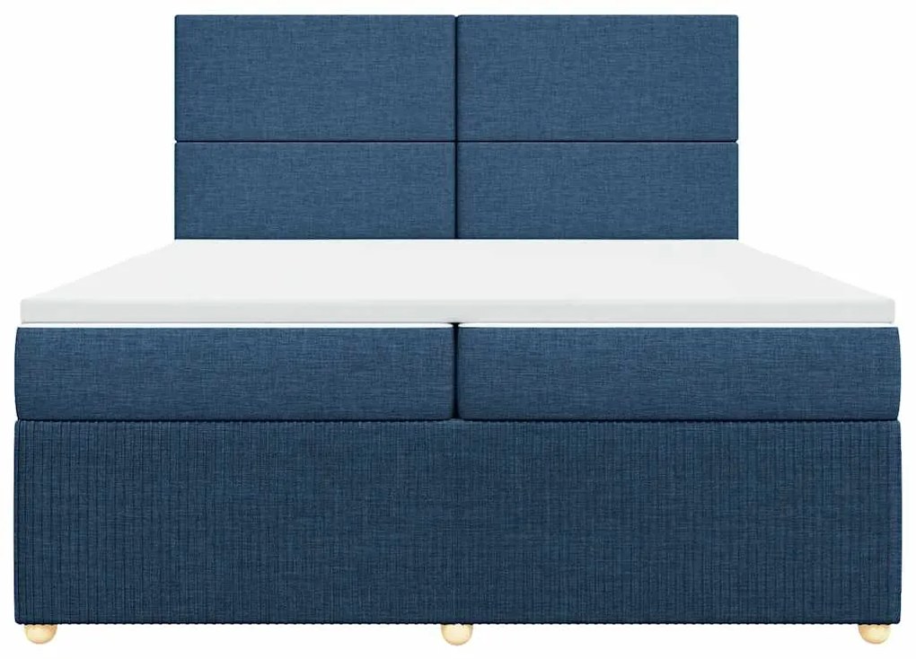 vidaXL Κρεβάτι Boxspring με Στρώμα Μπλε 200x200 εκ. Υφασμάτινο